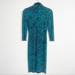 KamaliKulture teal mock neck fitted dress size XS